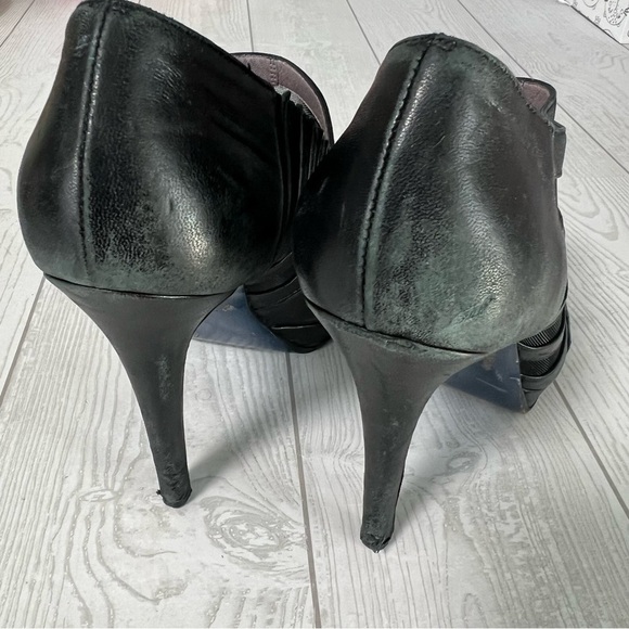 Versace Black Leather Mesh Heels - Picture 3 of 12